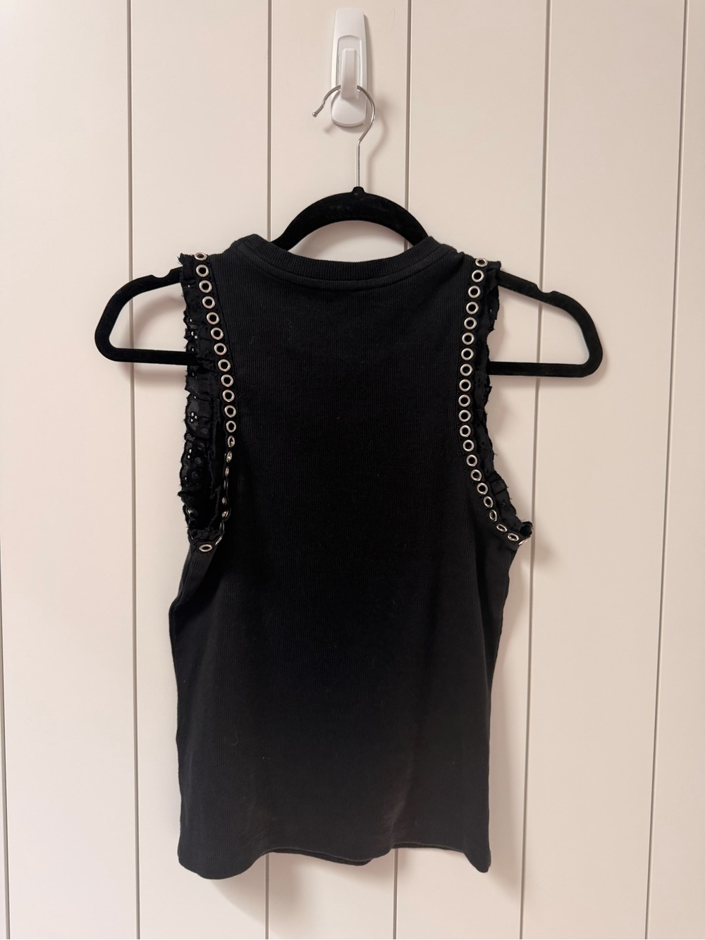 Maeve Black Ribbed Tank with Grommet-Trim Sleeves NWT - Picture 3 of 4